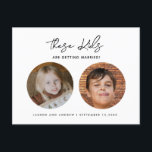 Modern Photo Funny Kids Save The Date Wedding  Announcement Postcard<br><div class="desc">Save the date cards for the fun couple who can't wait to celebrate their wedding with family and friends. Funny "these kids are getting married". Design is personalized with your childhood pictures,  names and wedding date.</div>
