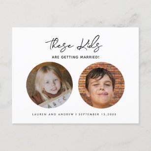 Modern Photo Funny Kids Save The Date Wedding  Announcement Postcard