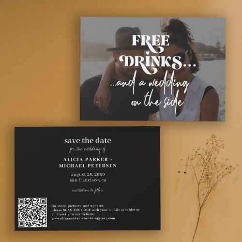 Modern photo funny QR CODE wedding Save The Date