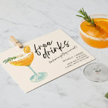 Modern Photo Funny Wedding Save The Date<br><div class="desc">Save the date cards for the fun couple who can't wait to celebrate with family and friends at their wedding. Funny Free drinks (and we're getting married!) colorful cocktail design is personalized with your wedding details and your engagement photo on the back.</div>