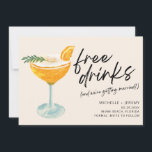 Modern Photo Funny Wedding Save The Date<br><div class="desc">Save the date cards for the fun couple who can't wait to celebrate with family and friends at their wedding. Funny Free drinks (and we're getting married!) colorful cocktail design is personalized with your wedding details and your engagement photo on the back.</div>