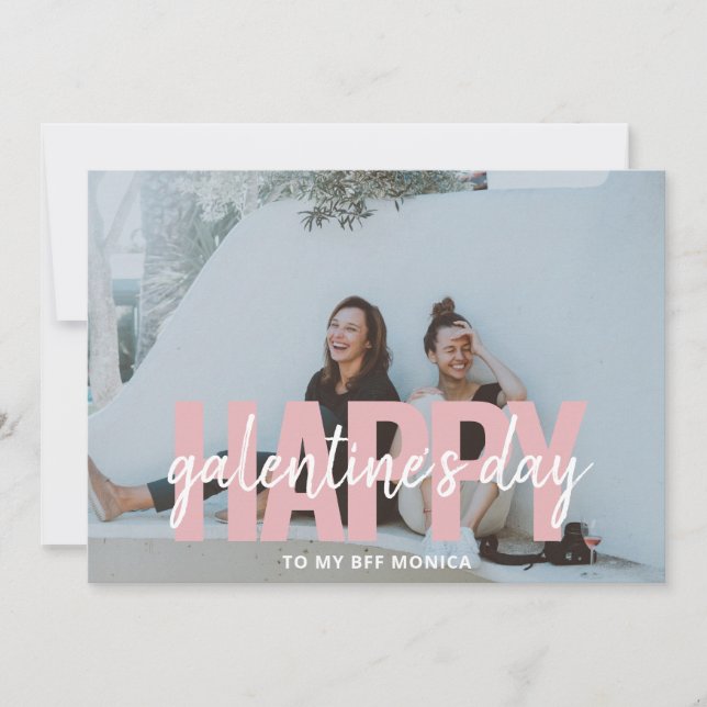 Modern Photo Galentines Day Holiday Card (Front)