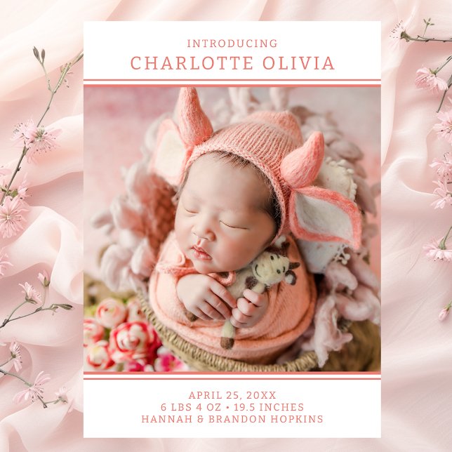 Modern Photo Girl Birth Announcement (Creator Uploaded)