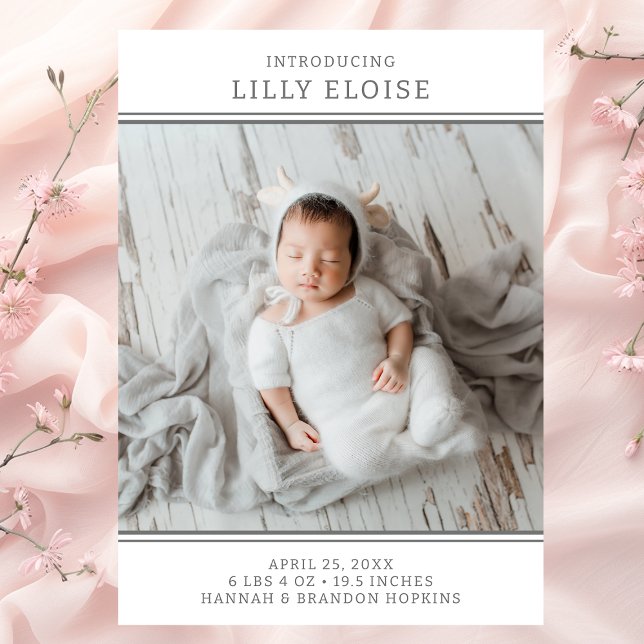 Modern Photo Girl Birth Announcement (Creator Uploaded)