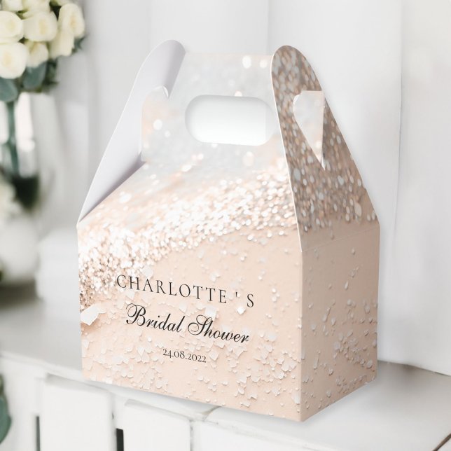 Modern, Photo, Glitter Bridal Shower  Favor Boxes (Modern, Glitter Bridal Shower Favor Boxes with your name & date.)