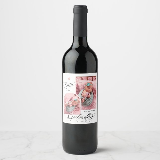 Modern Photo Godmother Proposal   Wine Label (Front)