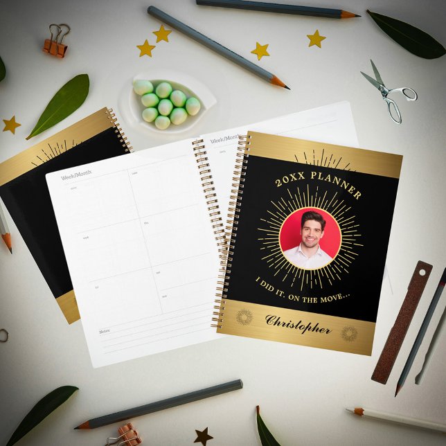 Modern Photo Gold Black Elegant Custom Planner (Modern Photo Gold Black Elegant Custom Planner is great to plan your year and activities with Photo.)