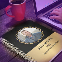 Modern Photo Gold Black Elegant Personalize Planner