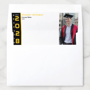Modern Photo Gold Black Graduation Envelope Liner