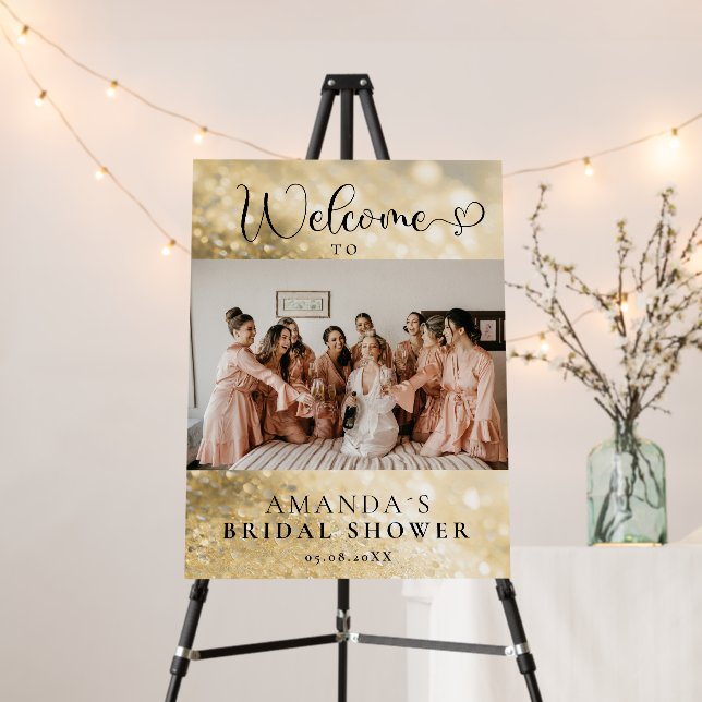 Modern, Photo, Gold Glitter Bridal Shower     Foam Board (In Situ (Stand))