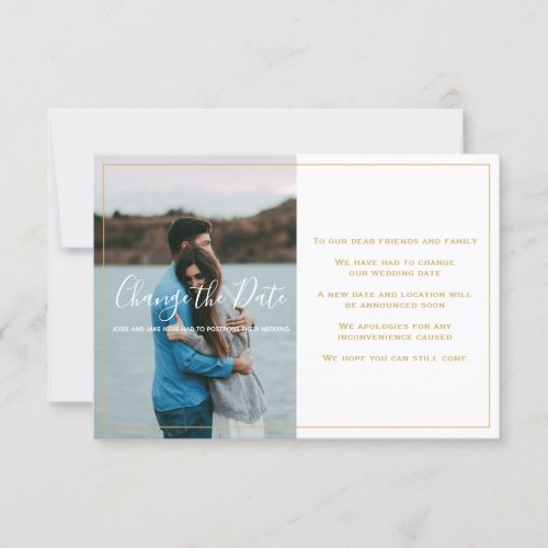 Modern photo gold text change the date card