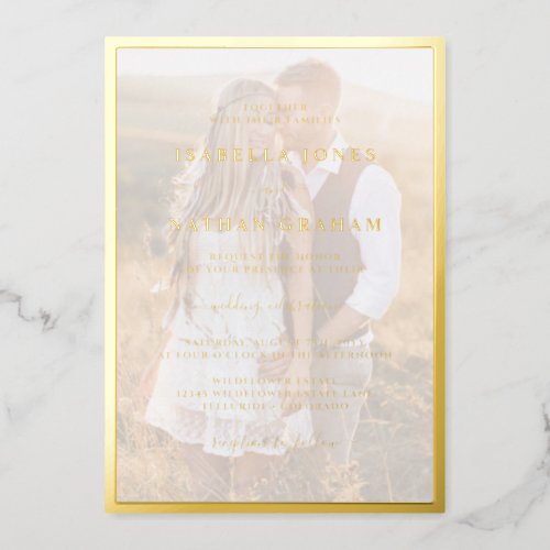 Modern Photo Gold Wedding Foil Invitation