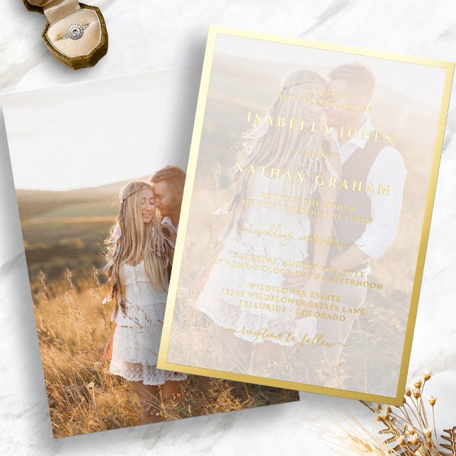 Modern Photo Gold Wedding Foil Invitation (Modern Minimalist Photo Gold Wedding Foil Invitation by Painted Paperie
)