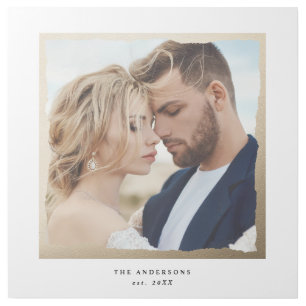 Modern photo gold wedding personalized est. in gallery wrap