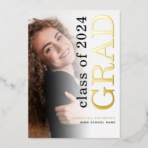 Modern Photo Grad 2024 Gold Real Foil Announcement