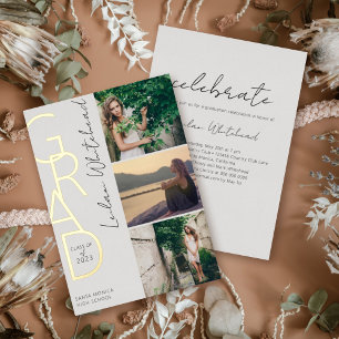 Modern Photo Grad Light Grey Foil Invitation