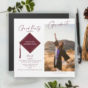 Modern Photo Grad Party Magnetic Invitation