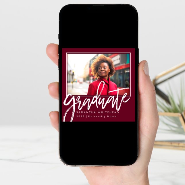 Modern Photo Graduate 2022 Announcement Burgundy (Front Digital)