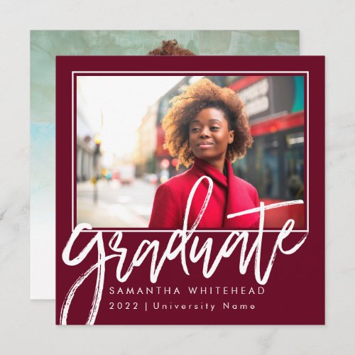 Modern Photo Graduate 2022 Announcement Burgundy