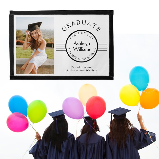 Modern Photo Graduate Black Stripes Graduation Pennant (Creator Uploaded)