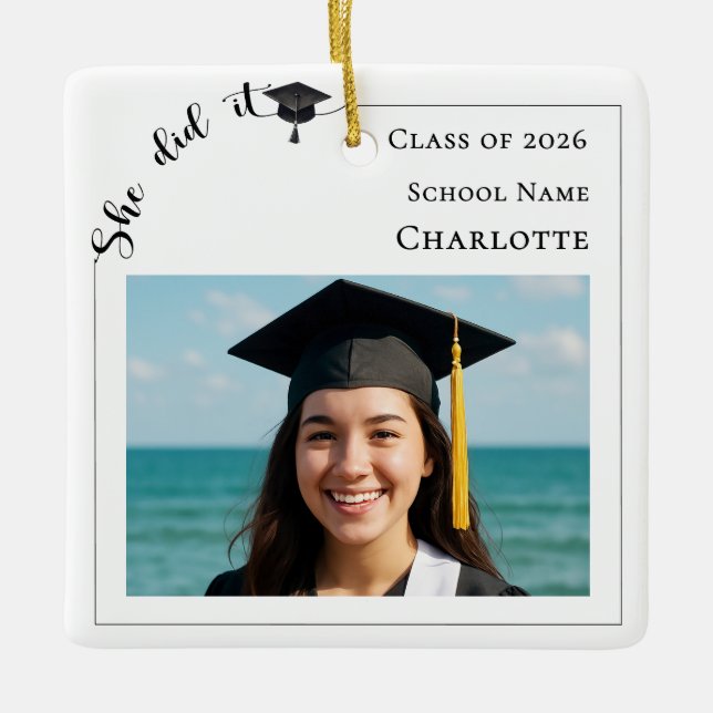 Modern photo Graduate Ceramic Ornament (Front)