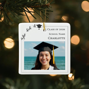 Modern photo Graduate Ceramic Ornament