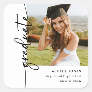Modern Photo Graduate Graduation Party Square Sticker