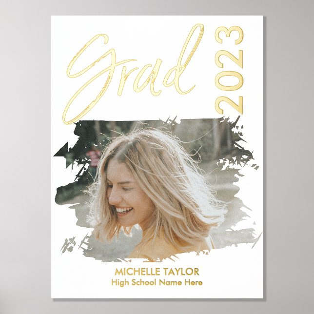 Modern  Photo Graduate High School Frame Foil Prin Foil Prints (Front)