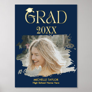 Modern Photo Graduate High School Frame Foil Prints
