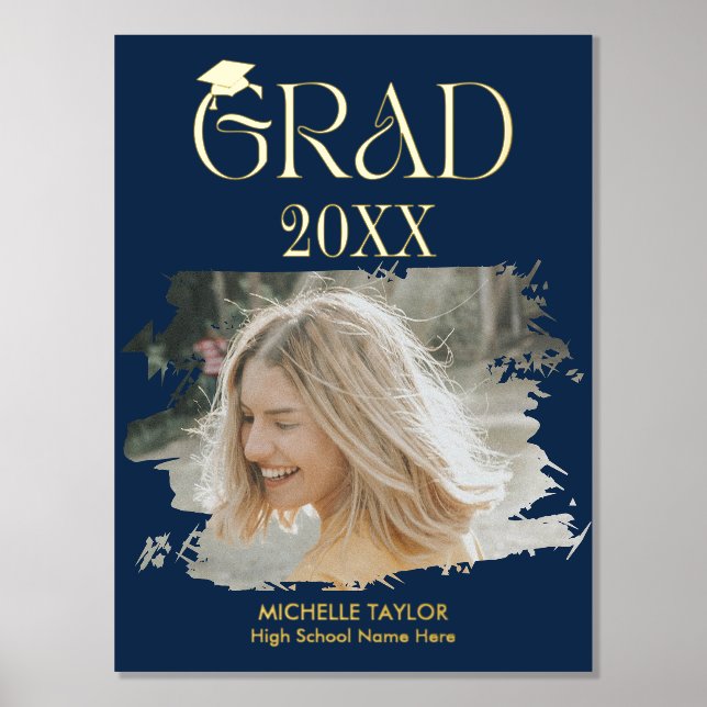 Modern  Photo Graduate High School Frame  Foil Prints (Front)