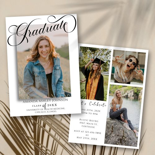 Modern Photo Graduate Script Graduation  Invitation