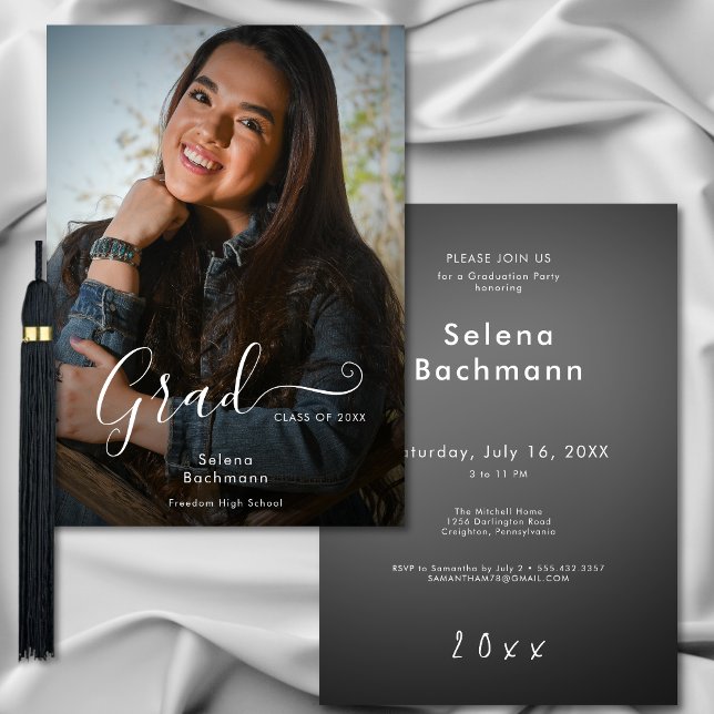 Modern Photo Graduate Script Graduation Party Invitation (Modern Photo Graduate Script Graduation Party Invitation)