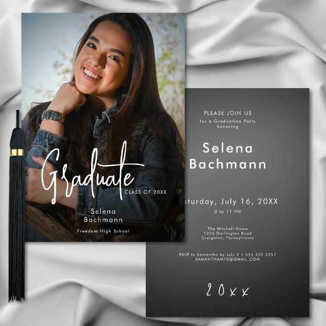 Modern Photo Graduate Script Graduation Party Invitation (Creator Uploaded)