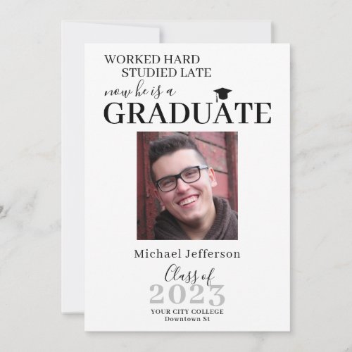 Modern photo graduate simple graduation invitation