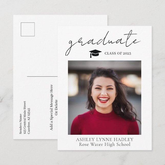 Modern Photo Graduation Announcement (Front/Back)