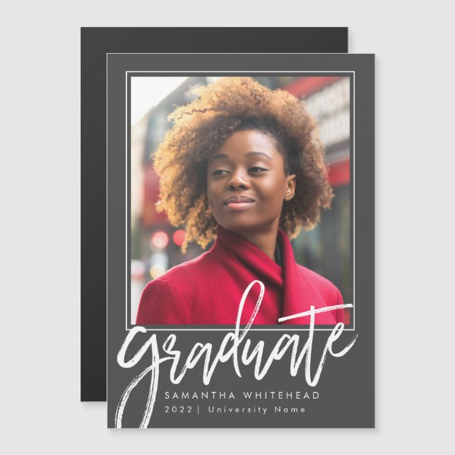 Modern Photo Graduation Announcement 2022 Grey (Front/Back)