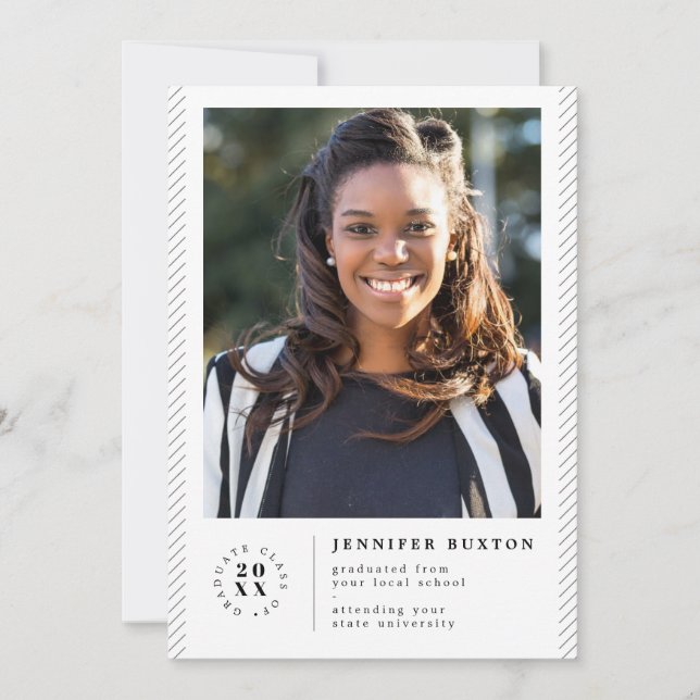 Modern Photo Graduation Announcement Card (Front)