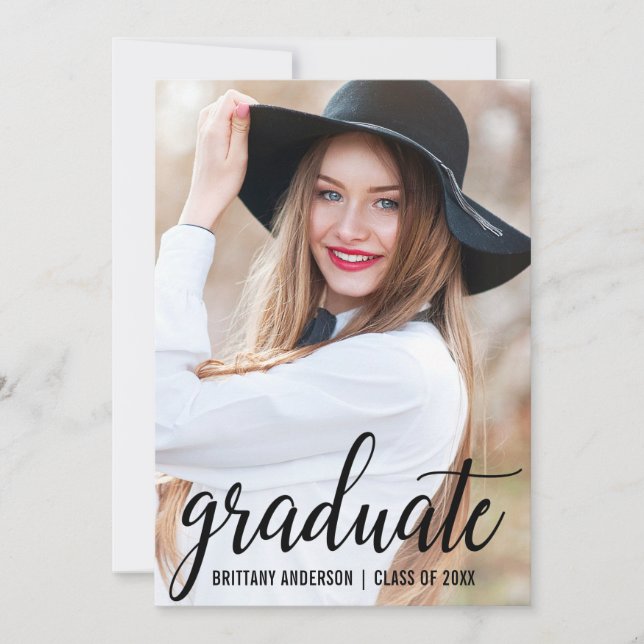 Modern Photo Graduation Announcement Card B (Front)