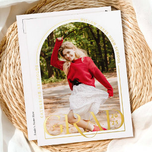 Modern Photo Graduation Announcement Foil Postcard