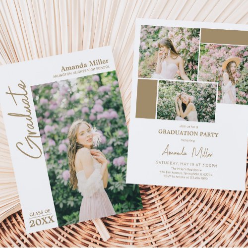 Modern Photo Graduation Announcement Invitation
