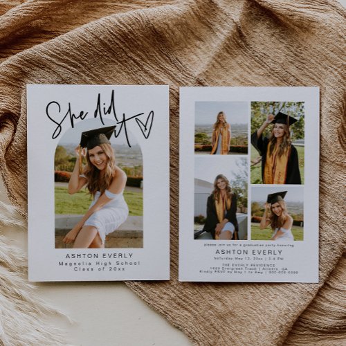 Modern Photo Graduation Announcement Party Invite