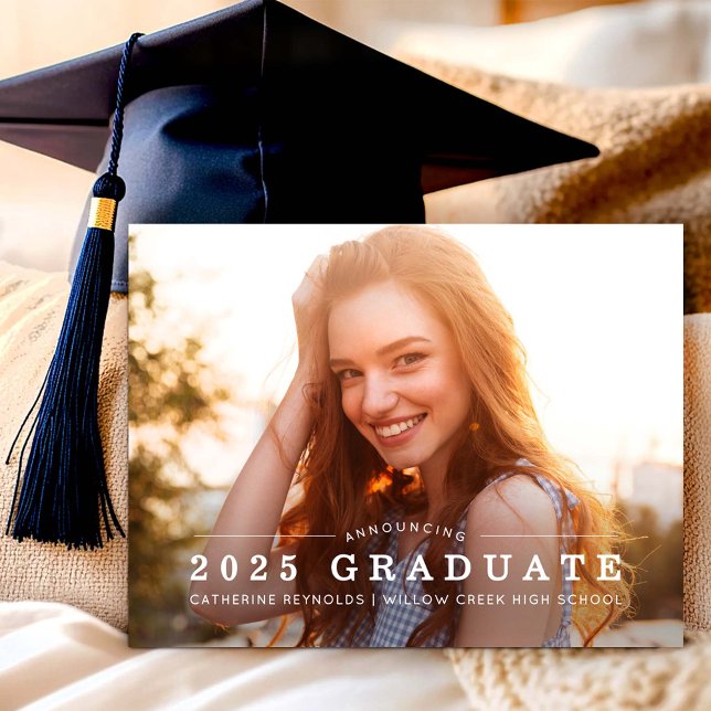 Modern Photo Graduation Announcement Postcard (Creator Uploaded)