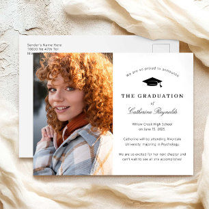 Modern Photo Graduation Announcement Postcard