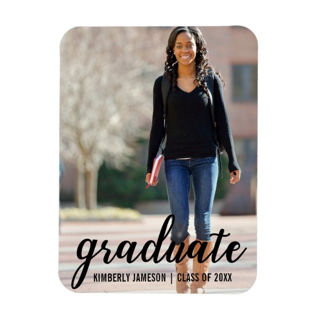 Modern Photo Graduation Announcement Script Magnet (Vertical)