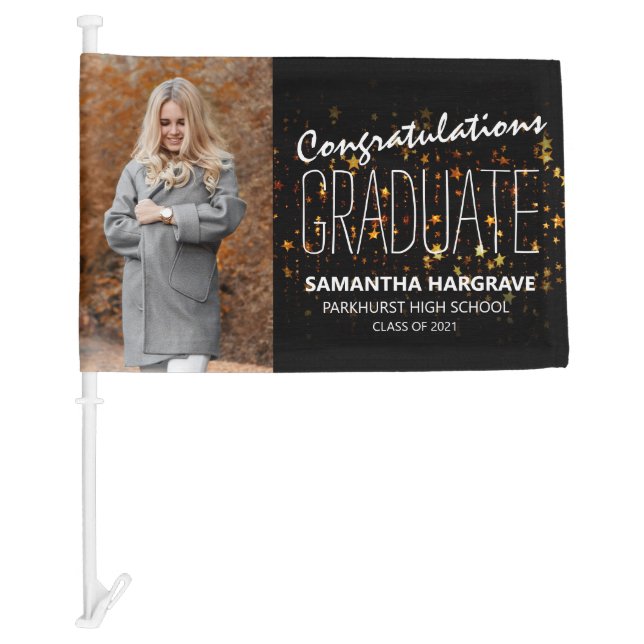 Modern Photo Graduation Banner Car Flag (Front)