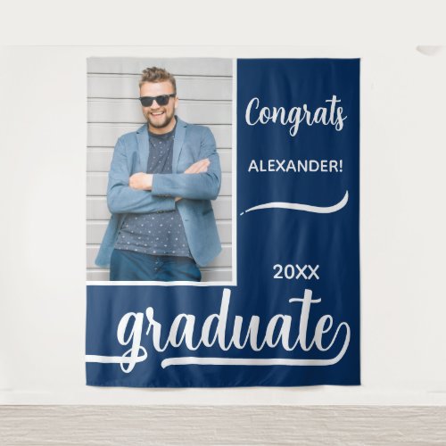 Modern Photo Graduation Blue Tapestry