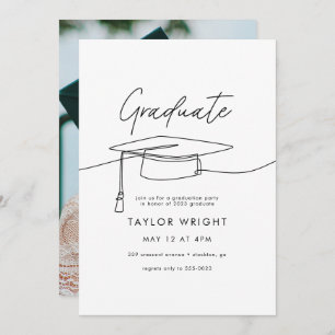 Modern Photo Graduation Cap Graduation Party Invitation