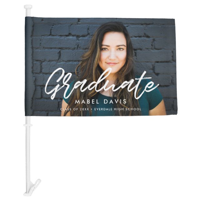 Modern Photo graduation Car Flag (Front)