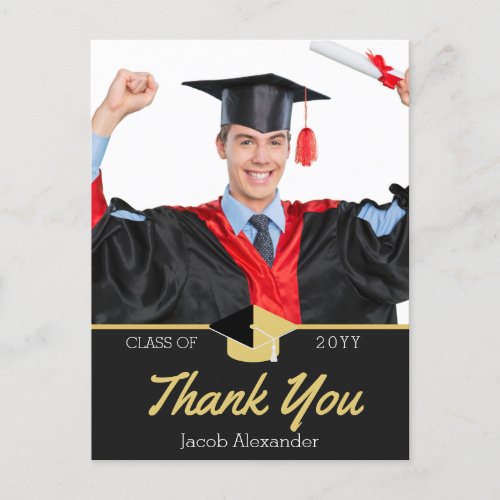 Modern Photo graduation class of 2022 Thank You  Postcard