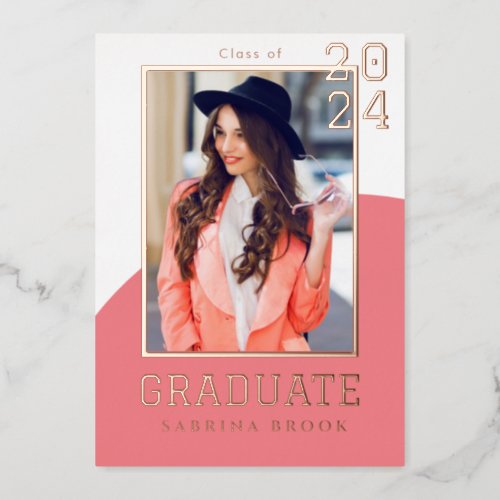 Modern Photo Graduation  Foil Invitation